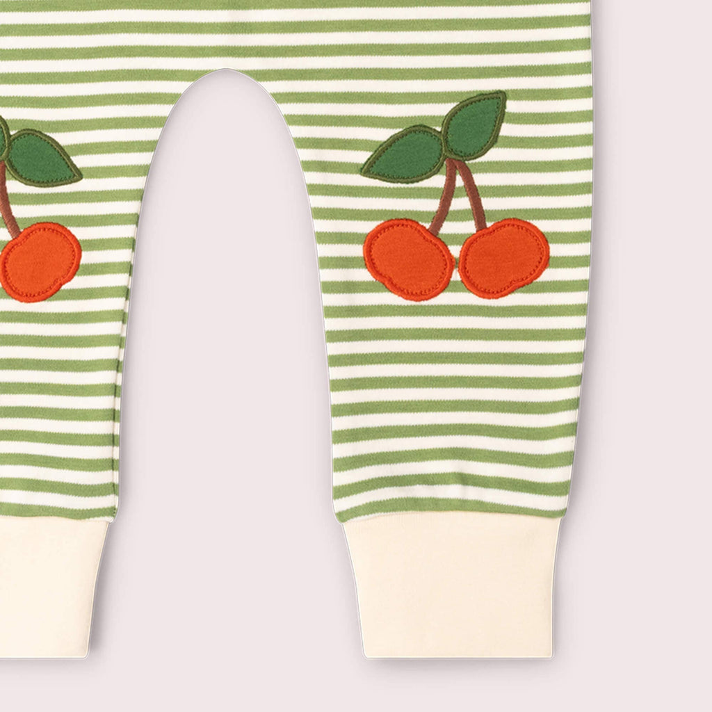 Organic Cotton Knee Patch Striped Joggers - Cherry
