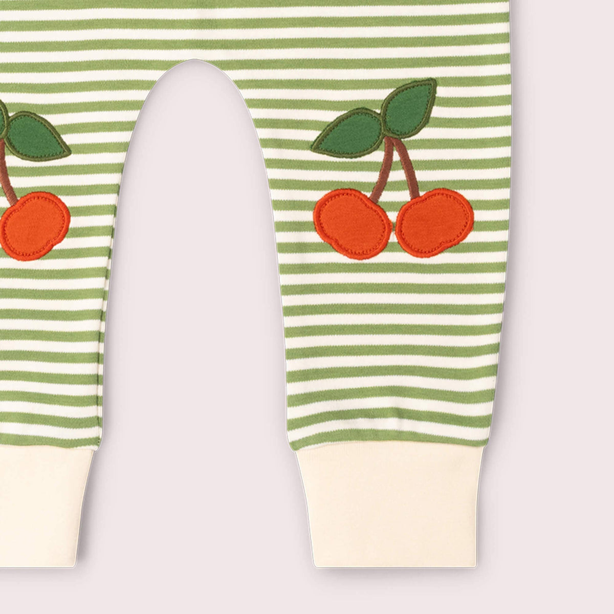 Organic Cotton Knee Patch Striped Joggers - Cherry