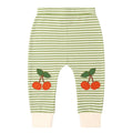 Organic Cotton Knee Patch Striped Joggers - Cherry
