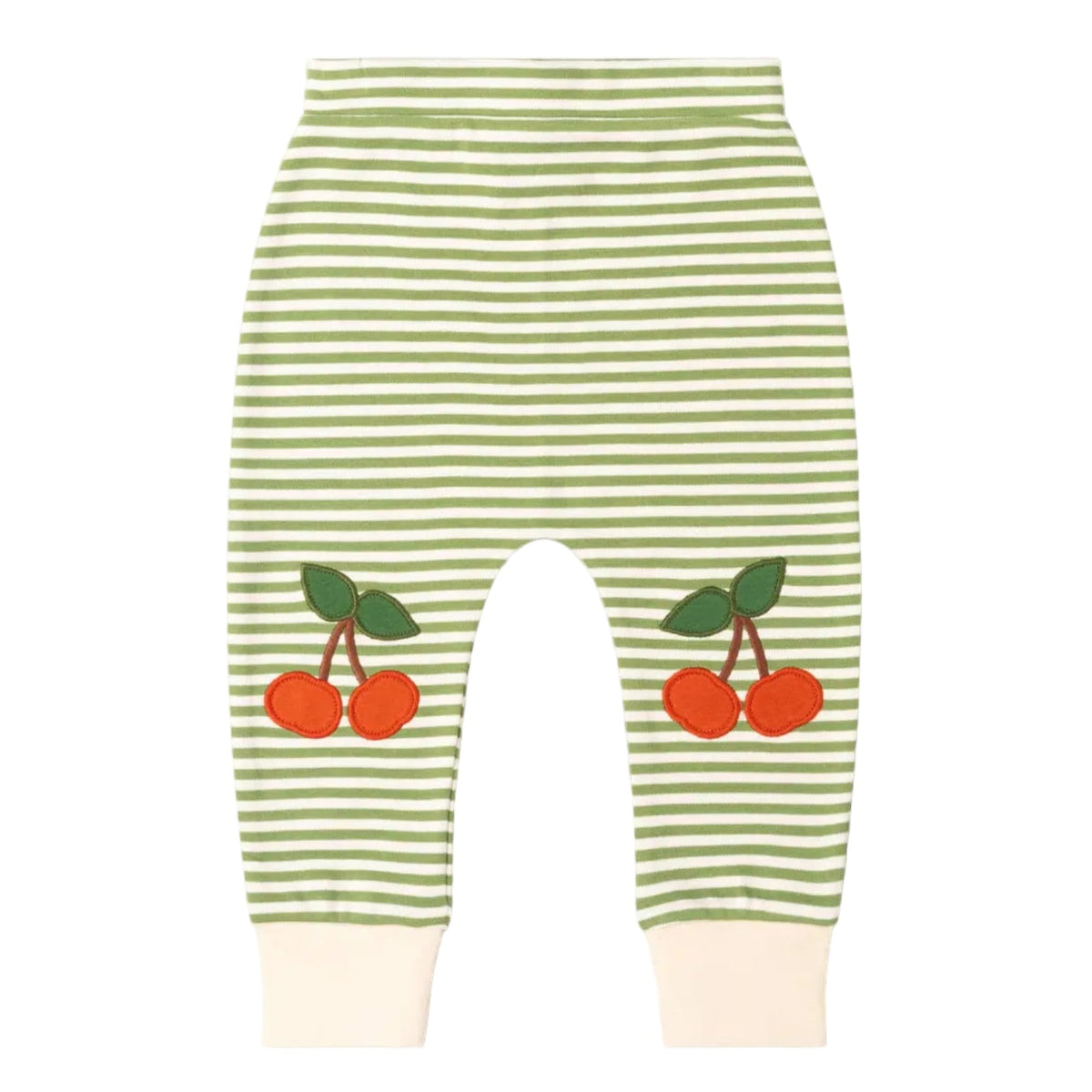 Organic Cotton Knee Patch Striped Joggers - Cherry