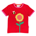 Organic Cotton Short Sleeve T-Shirt - Sunflower & Bee Appliqué