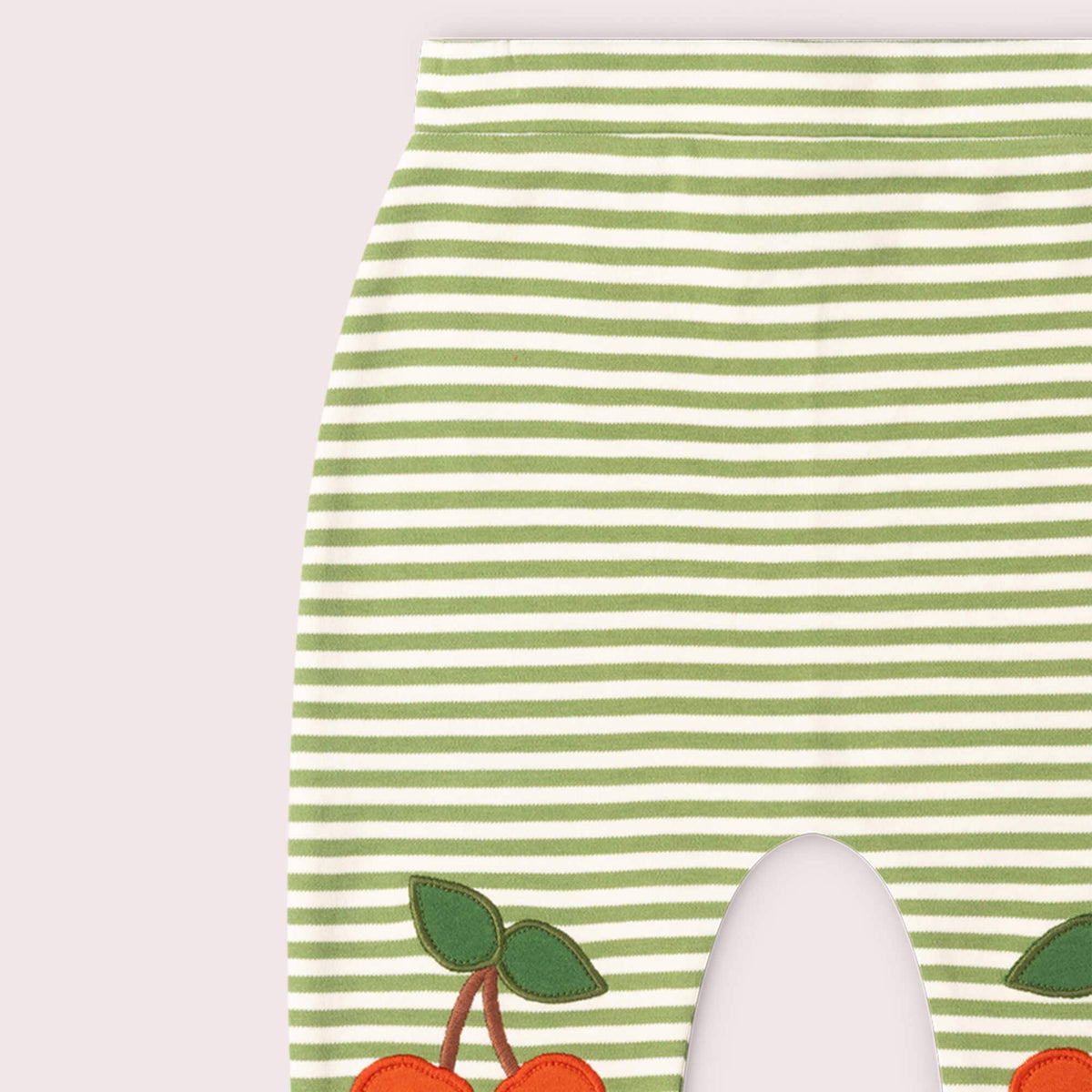 Organic Cotton Knee Patch Striped Joggers - Cherry