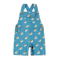 Organic Cotton Overall Shorts - Blue Elephants