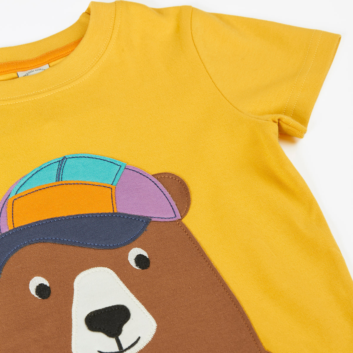 Organic Cotton Short Sleeve T-Shirt - Bear Appliqué