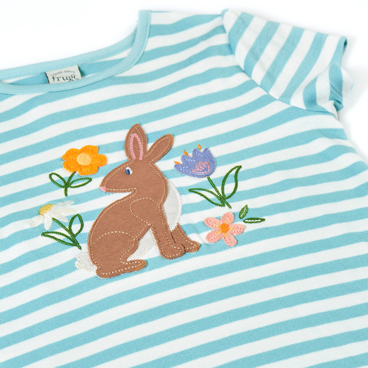Organic Cotton Short Sleeve Top - Bunny Appliqué