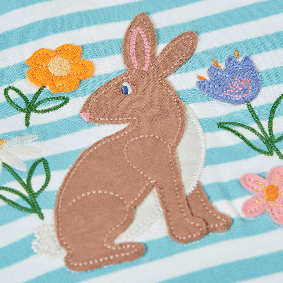 Organic Cotton Short Sleeve Top - Bunny Appliqué
