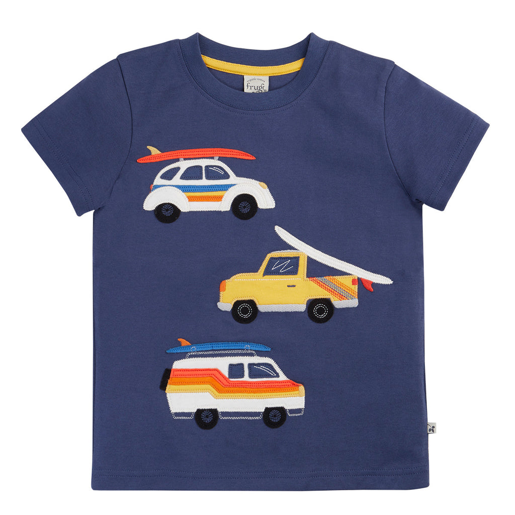 Organic Cotton Short Sleeve T-Shirt - Vehicles Surfboard Appliqué