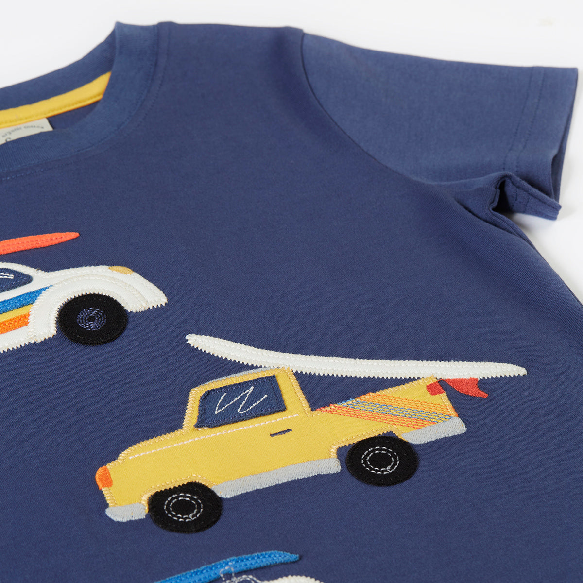 Organic Cotton Short Sleeve T-Shirt - Vehicles Surfboard Appliqué