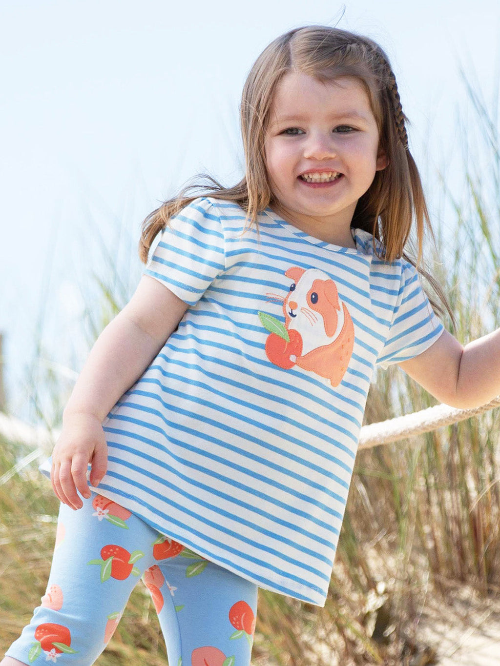 Organic Cotton Short Sleeve Tunic - Guinea Pig Appliqué