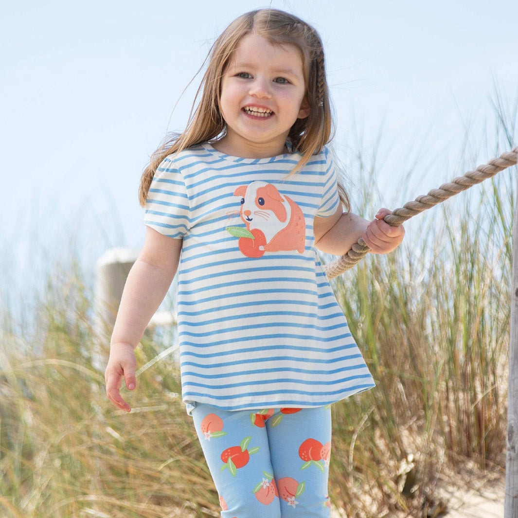 Organic Cotton Short Sleeve Tunic - Guinea Pig Appliqué