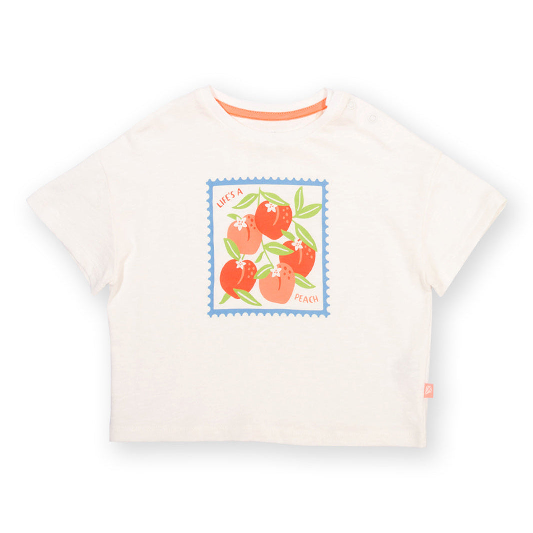 Organic Cotton Short Sleeve Boxy T-Shirt - Life's a Peach Print