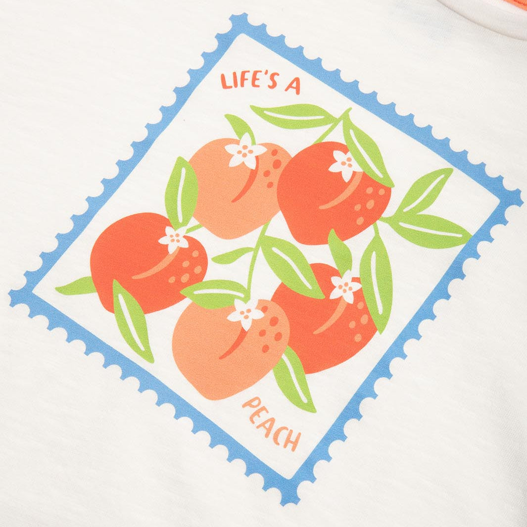 Organic Cotton Short Sleeve Boxy T-Shirt - Life's a Peach Print