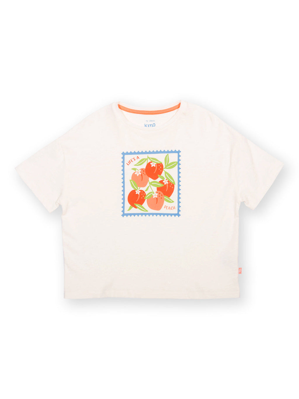 Organic Cotton Short Sleeve Boxy T-Shirt - Life's a Peach Print