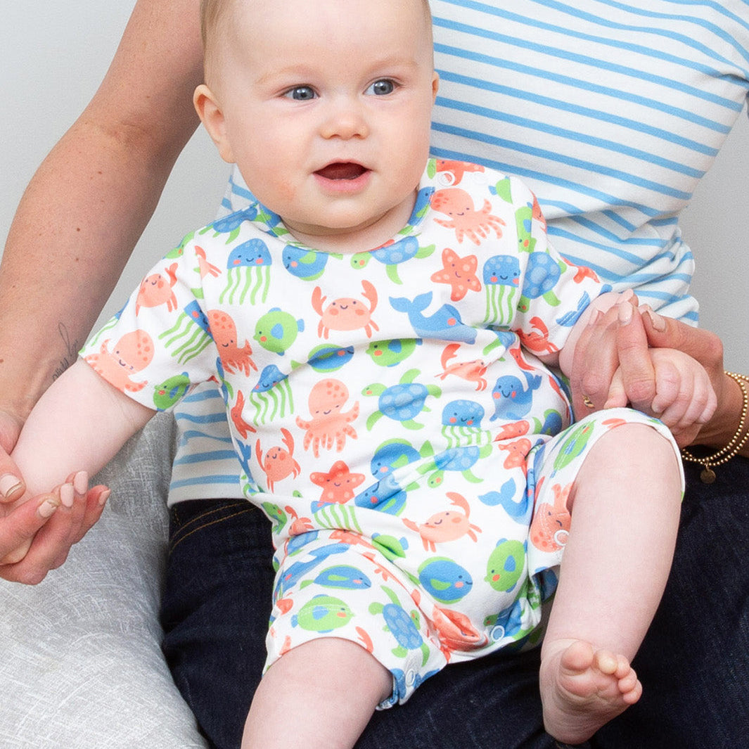 Organic Cotton Short Romper - Under the Sea Print