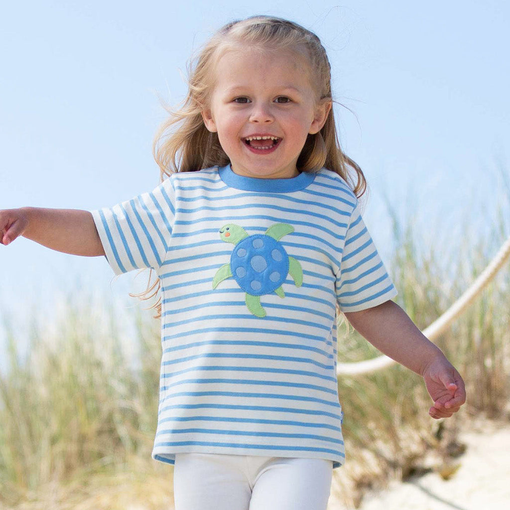 Organic Cotton Short Sleeve T-Shirt - Little Turtle Appliqué
