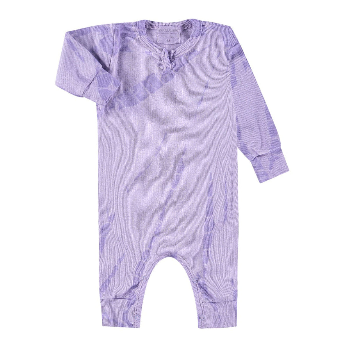 Cotton Blend Ribbed Henley Romper - Various Tie Dye Colors