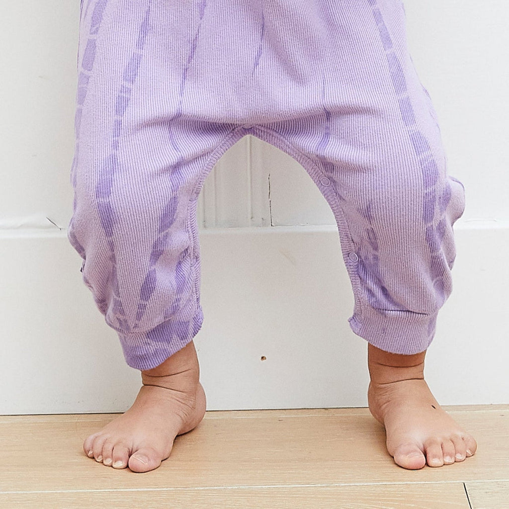 Cotton Blend Ribbed Henley Romper - Various Tie Dye Colors