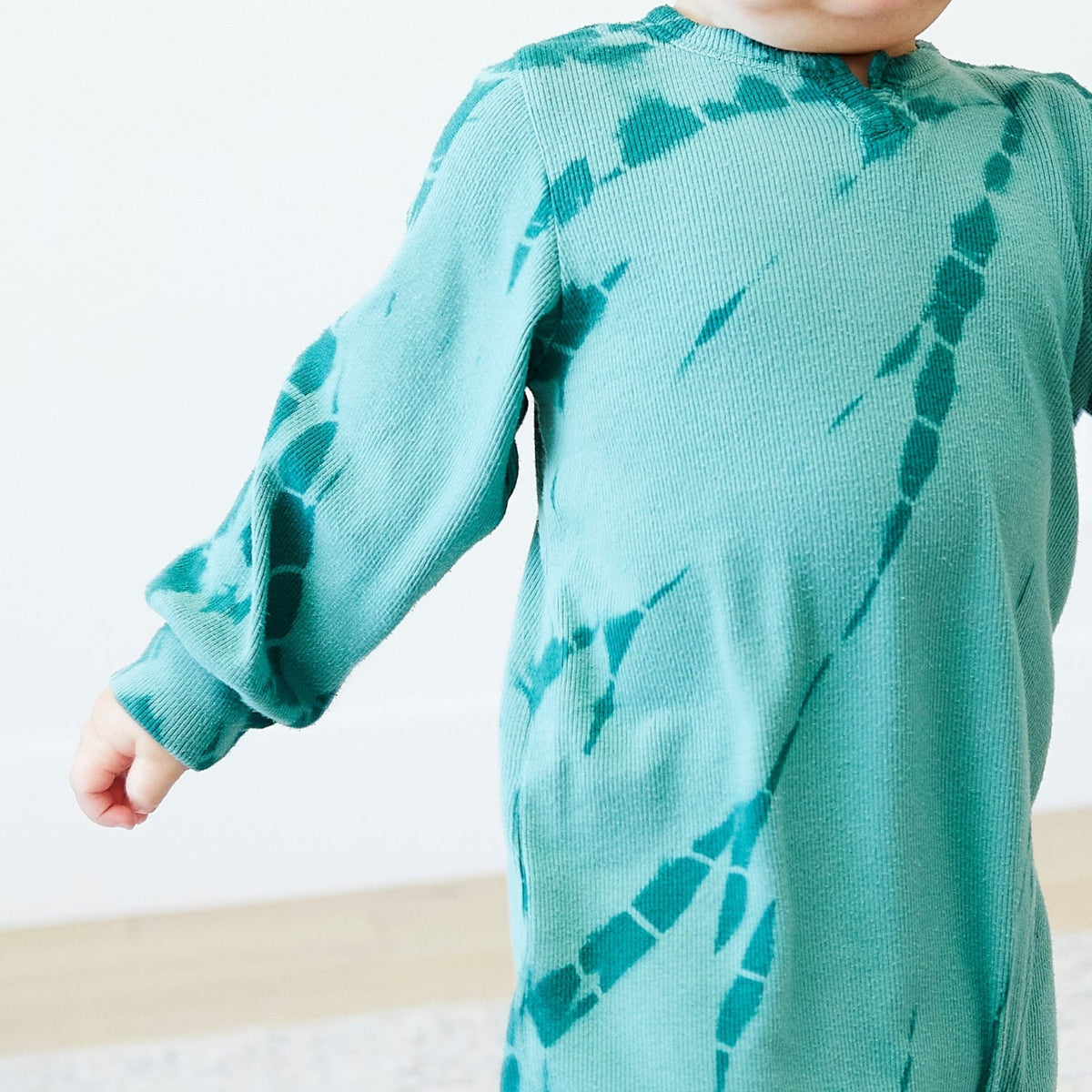 Cotton Blend Ribbed Henley Romper - Various Tie Dye Colors
