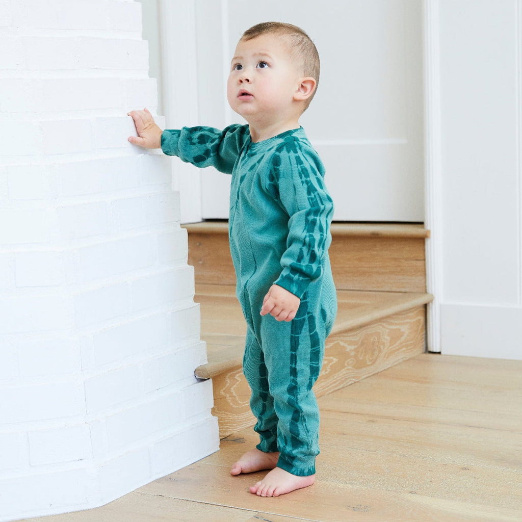 Cotton Blend Ribbed Henley Romper - Various Tie Dye Colors