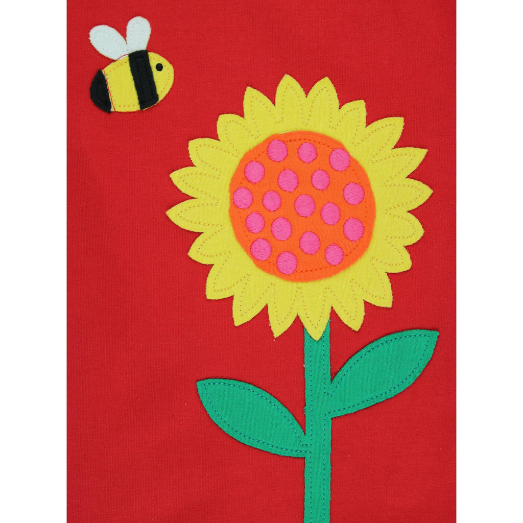 Organic Cotton Short Sleeve T-Shirt - Sunflower & Bee Appliqué