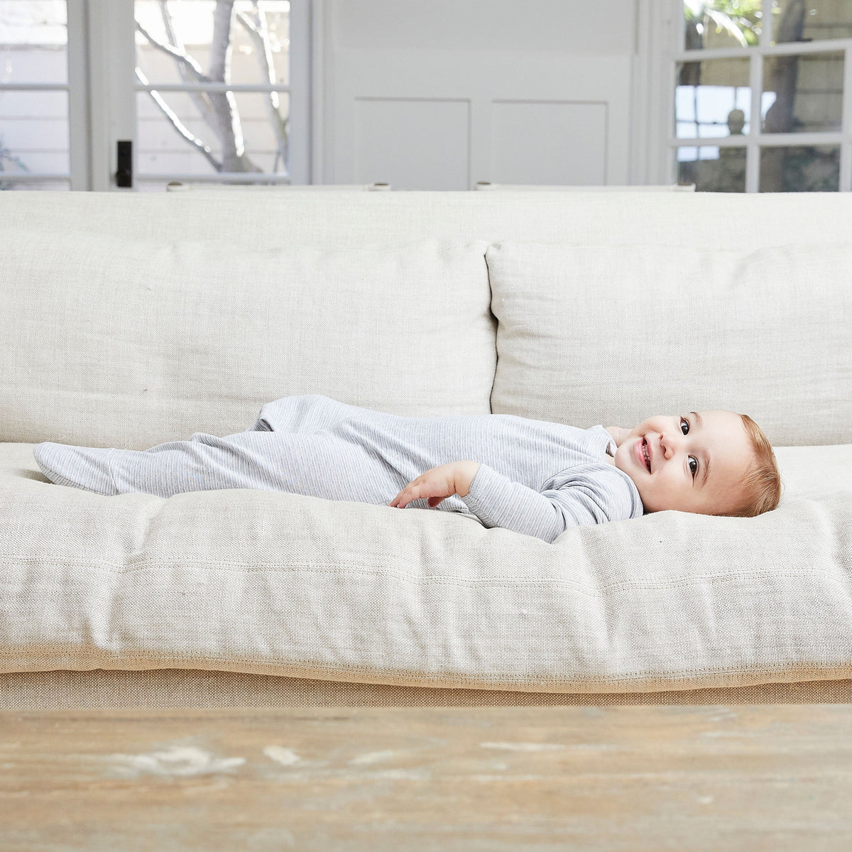 Organic Cotton Blend Ribbed Footie Pajama - Various Colors