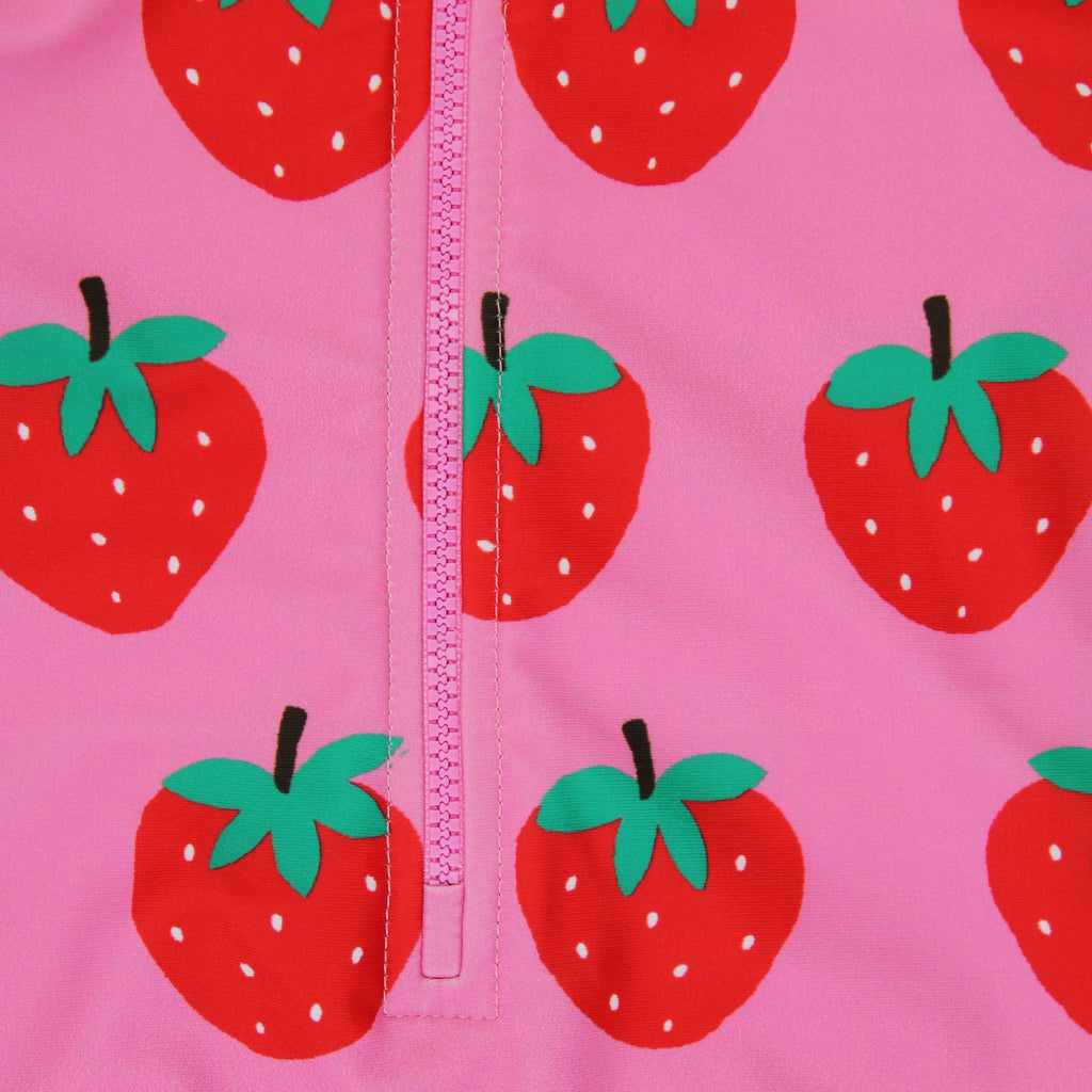 Recycled Polyester Long Sleeve Swimsuit - Strawberry Print