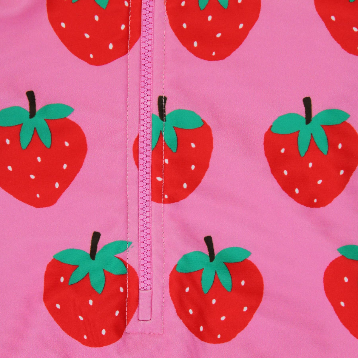 Recycled Polyester Long Sleeve Swimsuit - Strawberry Print