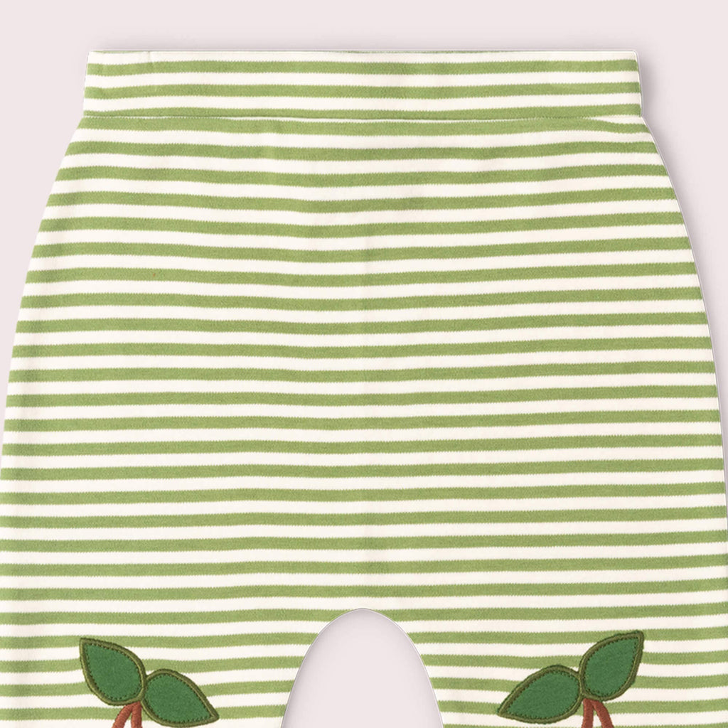 Organic Cotton Knee Patch Striped Joggers - Cherry