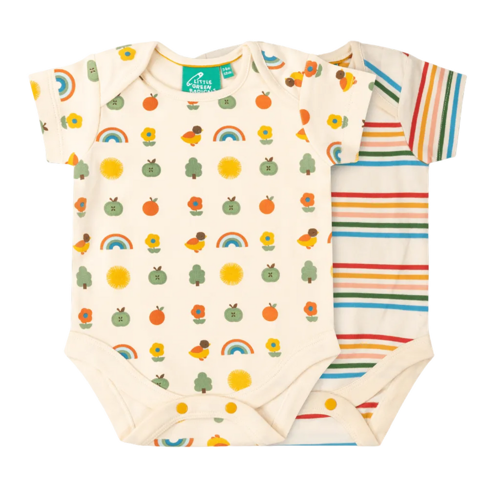 Organic Cotton Bodysuit 2 Pack - Vintage Rainbows