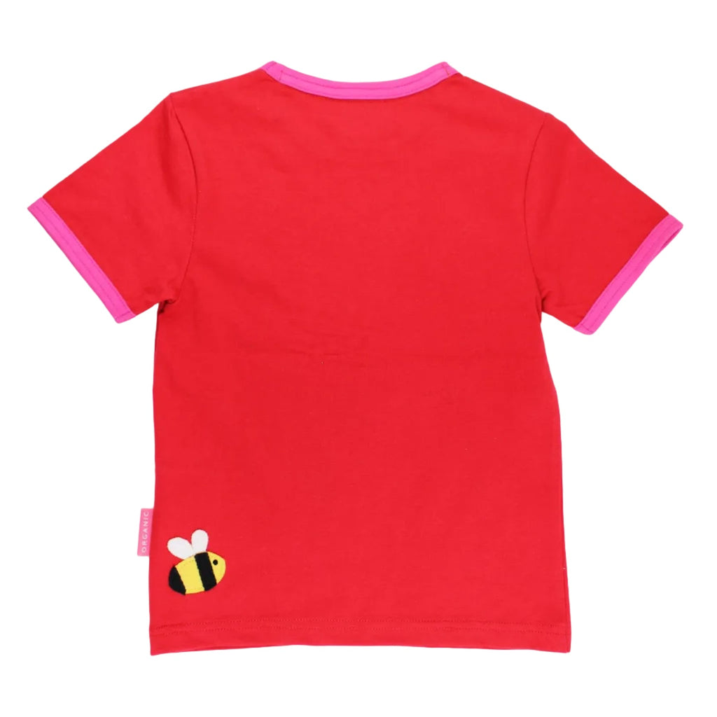 Organic Cotton Short Sleeve T-Shirt - Sunflower & Bee Appliqué