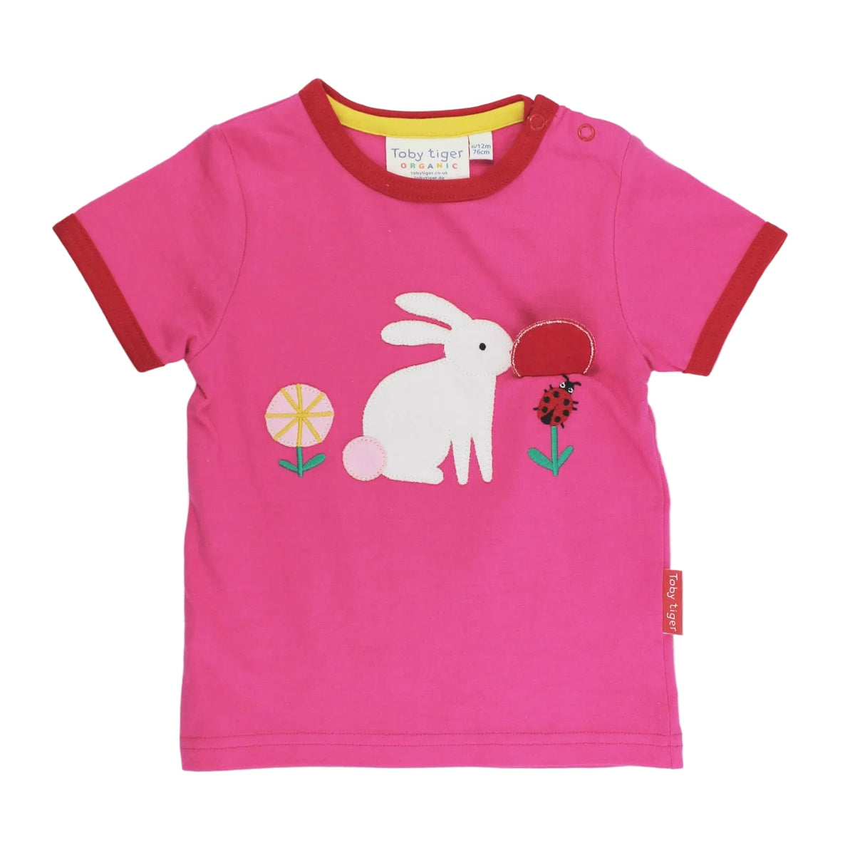 Organic Cotton Short Sleeve T-Shirt - Bunny Lift-the-Flap Appliqué